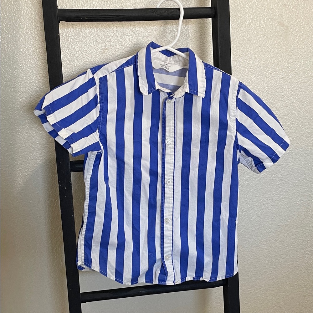 H&M Kids Blue and White Striped Button Down Shirt